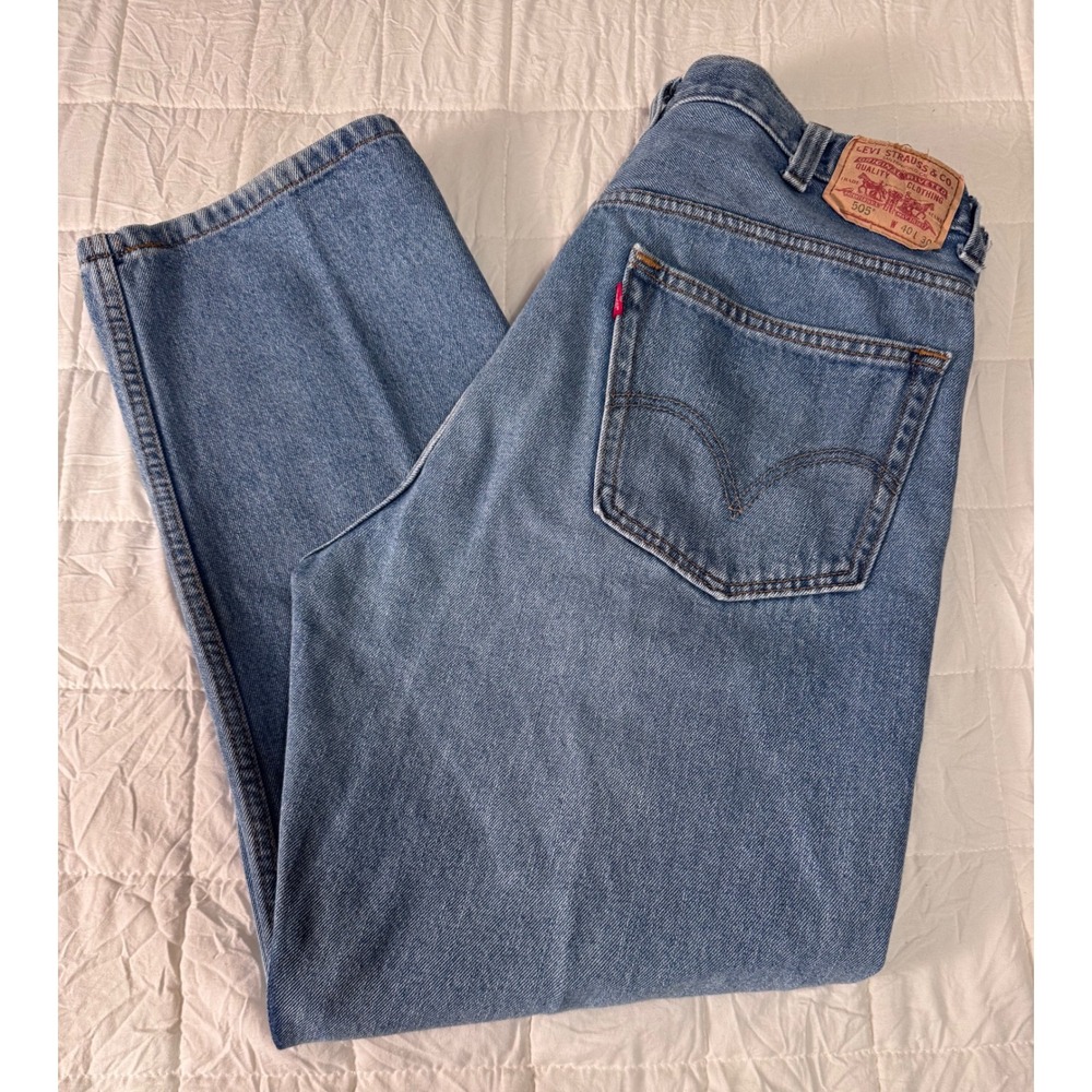 Levi's 505 Jeans Regular Fit Light Wash W40 L30 Denim Pants Classic‎ Mens